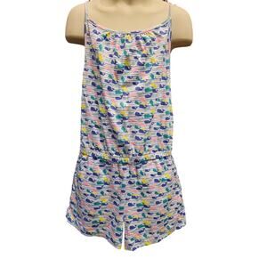 Vineyard Vines EUC girls pocket romper sz S 7-8 whale all over print multicolor